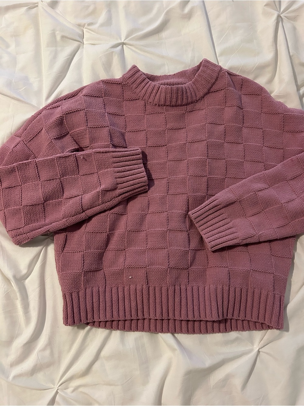 Abercrombie & Fitch Mauve Checker Knit Crewneck Sweater